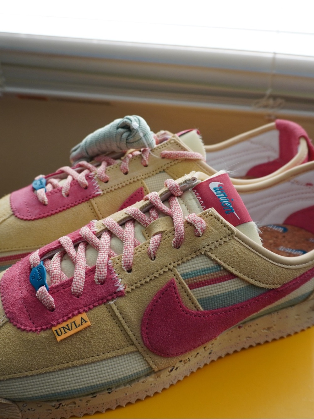 Nike UN/LA Pink & Tan Suede cortez Runner